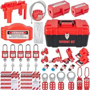 43-Piece Lockout Tagout Tool Kit with Padlocks Set – 5 Lockout Types, Hasp, Tags, Ties & Storage Box for Industrial Machinery Electrical Risk Mitigation