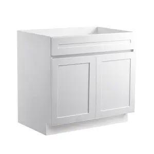VEVOR White Shaker Base Cabinet, 36-Inch Unassembled Sink Base Cabinet, 36" W x 24" D x 34.5" H Ready to Assemble Cabinet with Soft-Close Doors and Adjustable Shelf, for Home Office