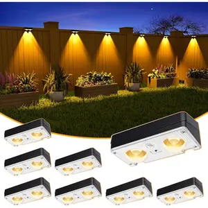 Solar Fence Lights Outdoor , 80 Lumens Solar Lights for Fence with Warm White & RGB 8 Colors,Outdoor Solar Light for Deck, Patio, Backyard, Fence, Railing (8-Pack-Black)