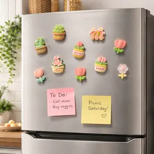 10pcs Floral Refrigerator Magnets, Tulip, Fence Flower, Plant, Kitchen Decor, DIY Phone Case Accessories, Valentine's Gift, Decorative Fridge Magnets, Cute Magnets for Fridge