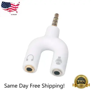 3.5mm Stereo Audio Male to 2 Female Headphone/Mic U Splitter Cable Adapter New