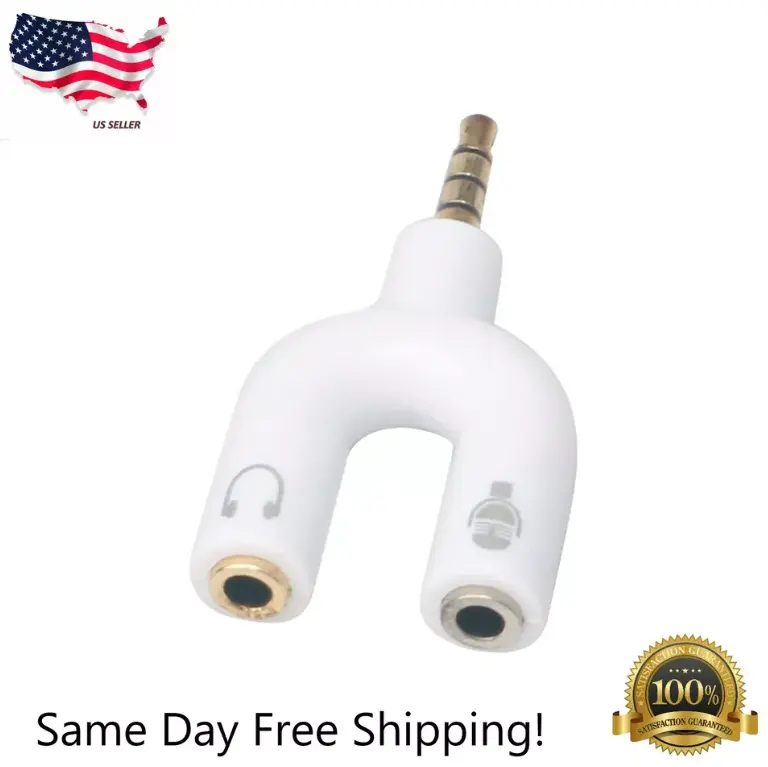 3.5mm Stereo Audio Male to 2 Female Headphone/Mic U Splitter Cable Adapter New