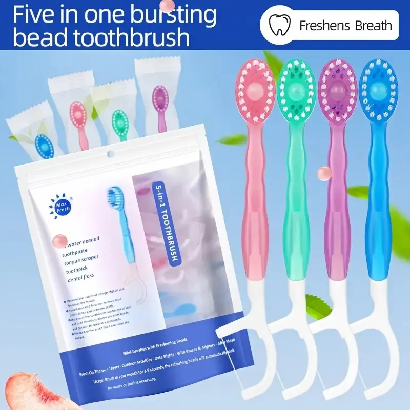 12-Pack Individually Wrapped 4-Flavor Mixed Multi-Purpose Portable Lightweight Disposable Toothbrushes for Fresh Breath & Effective Teeth Cleaning