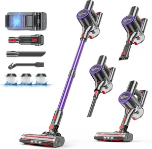 Cordless Batterypowered Vacuum Cleaner, 25kPA Vacuum Cleaners for Home, Stick Vac with Anti-Tangle Brush, 40 Mins Runtime, Lightweight, Versatile for Carpet, Hard Floor, Pet Hair (Purple)