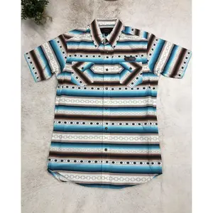 Men's S26 RR SS Serape Stripe Snap Teal by Rock and Roll Denim