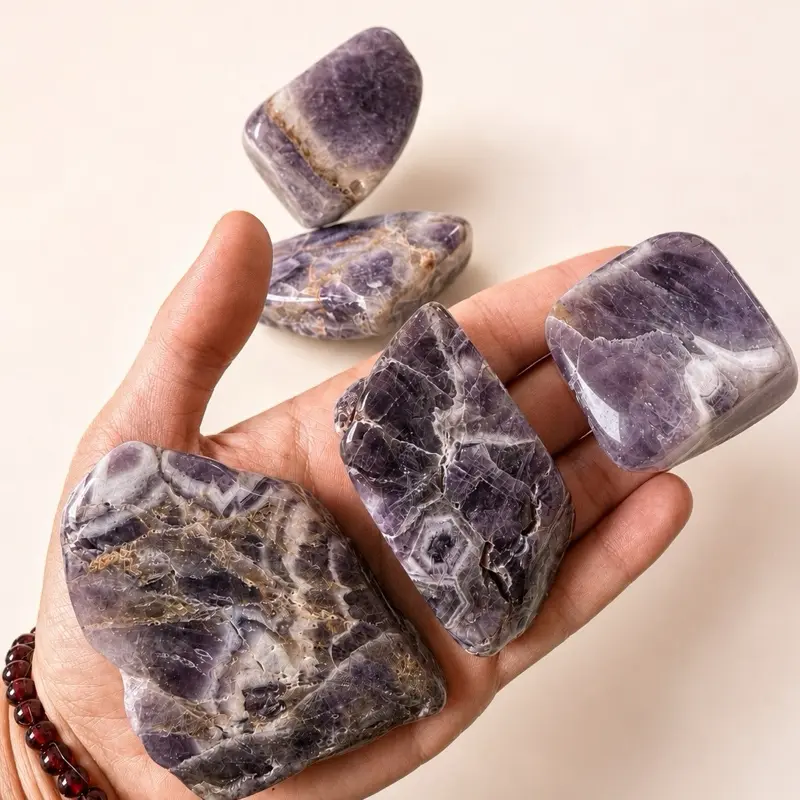 Large Jumbo Polished Amethyst Tumbles - Genuine Natural Inclusions Semiprecious Stones for Calm, Spiritual Protection, Meditation, Display Piece Healing Crystals, Meditations, Genuine Stone, Polished Finish, Gifts, Stress Relief, Intuition, One Of A Kind