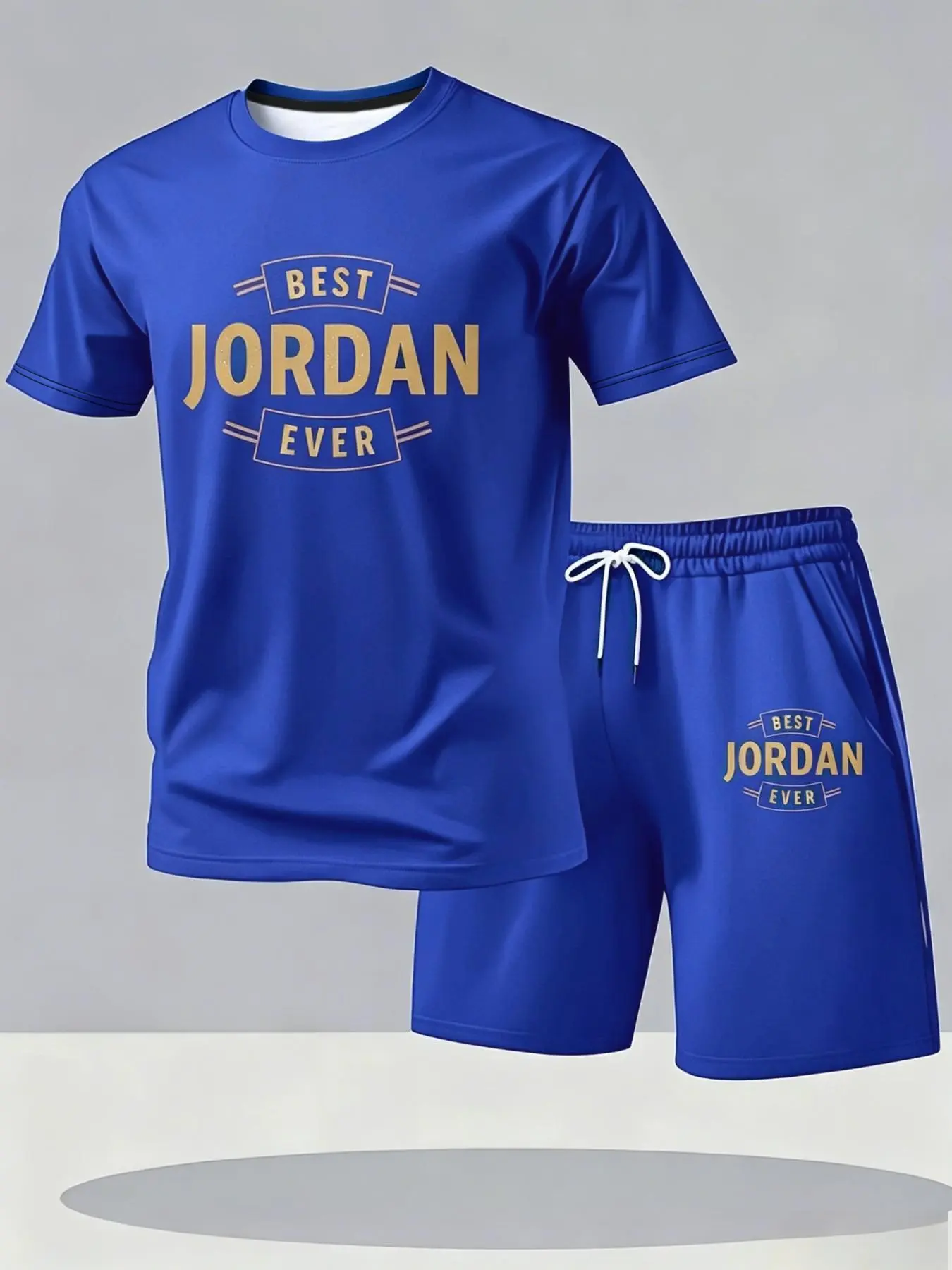 Vintage Jordan Men's Navy Short Set, logo design loose breathable sport casual two-piece, Activewear Workout Set