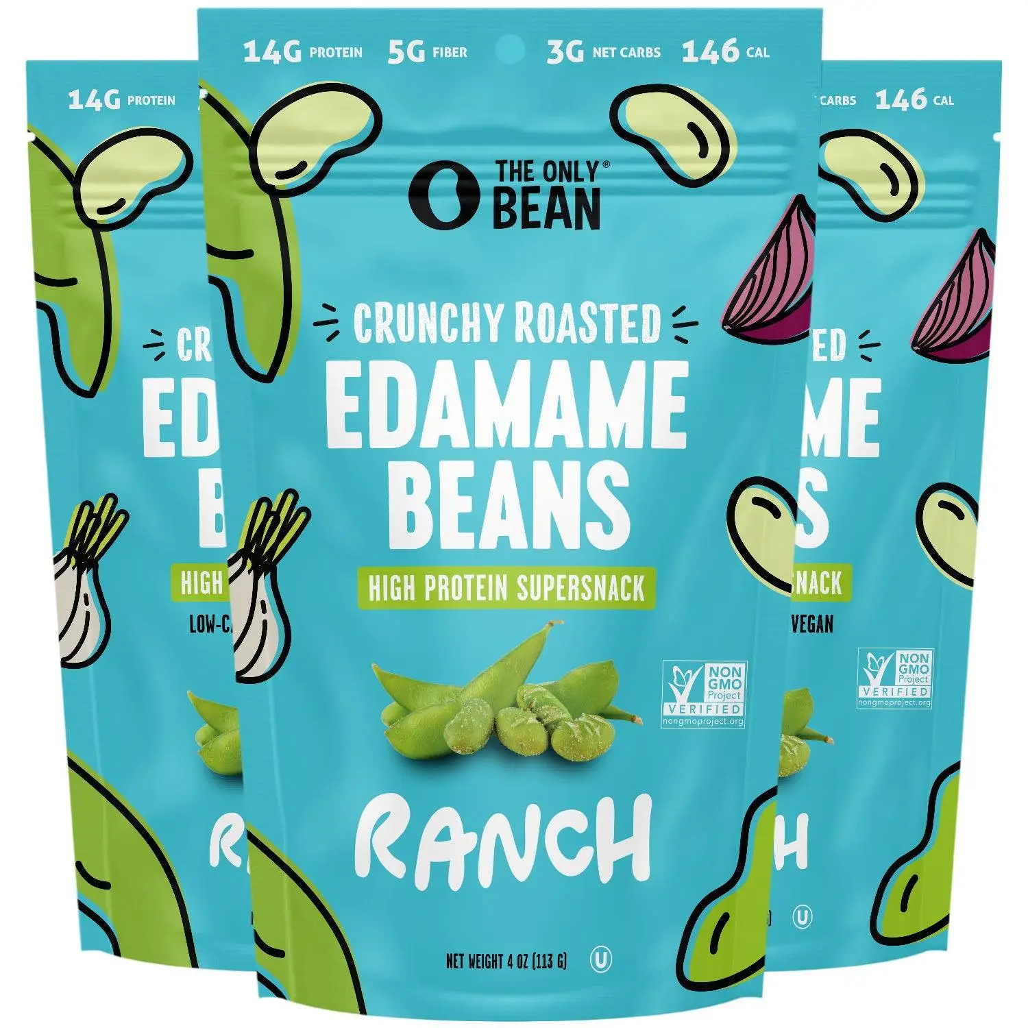 The Only Bean - Crunchy Roasted Edamame Beans (Ranch) - Keto Snack, High Protein, Healthy Snacks, Low Carb, High Fiber, Gluten-Free & Vegan (4.0oz) (3