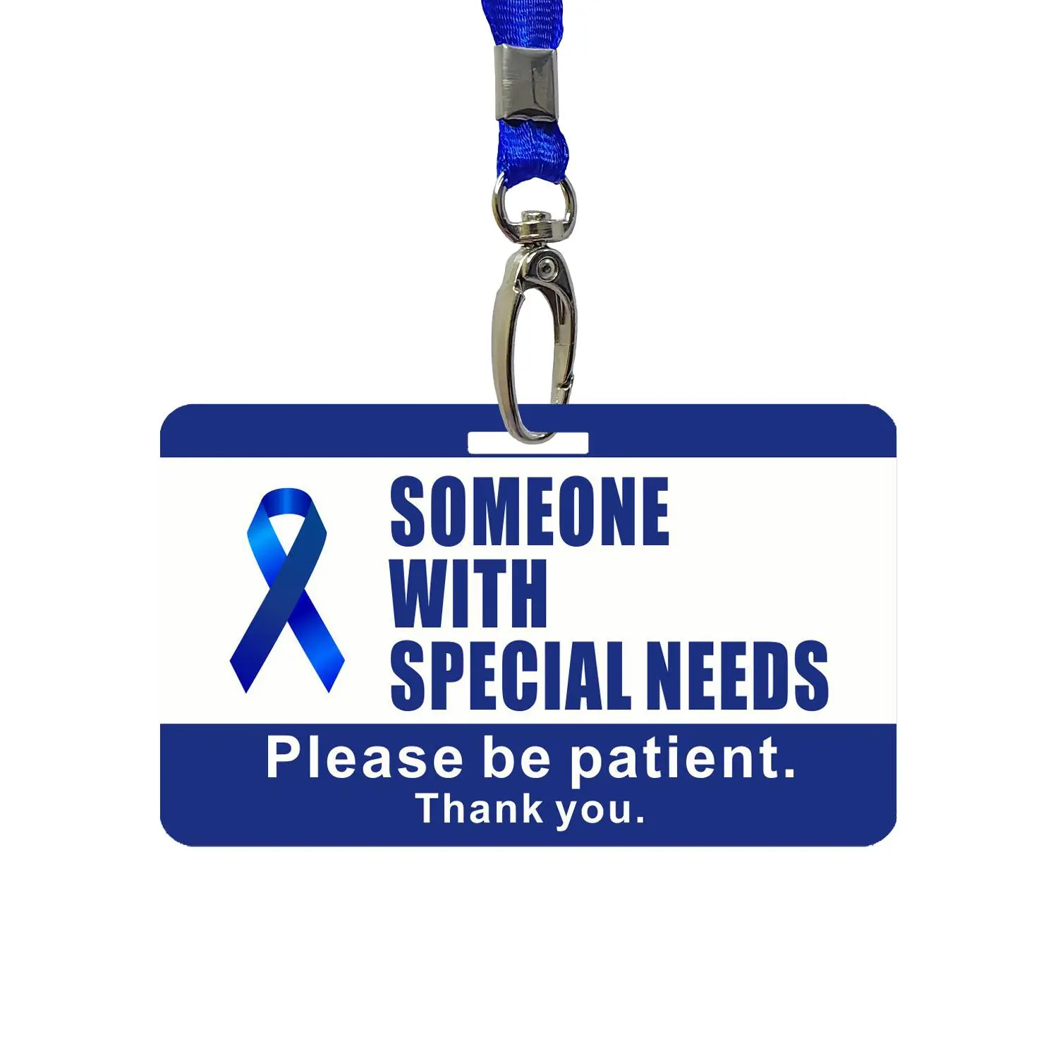 Someone with Special Needs Reminder Card with Lanyard, Waterproof PVC Disability Reminder Card, Portable Card for Office, School, Travel, Daily Use, Badge Holder, Badge Accessories