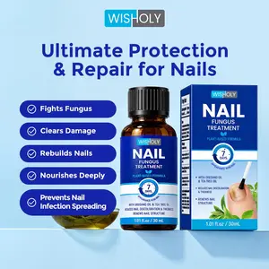 [100% Plant-Based] Wisholy Toenail Fungus Treatment Extra Strength, Gentle Antifungal Solution, Support Healthy Growth, 1.01 Fl Oz