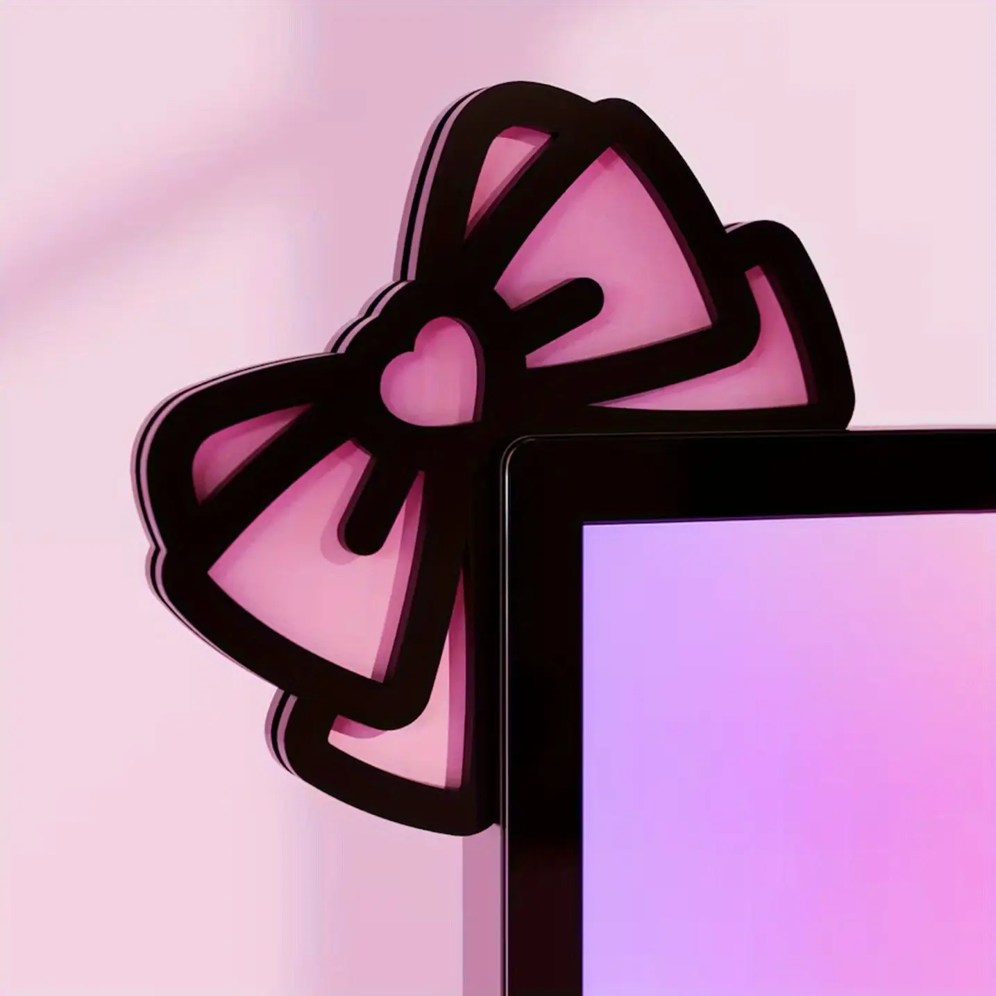 Cute Bow Monitor Corner Decor, Elegant Desktop Decoration for Home Office, Durable Office Desk Accessory and Decorative Desk Sign, Decorative Plaque, Wooden Home Sign, Perfect Gift for Women, Home Decor Gifts, Home Decor Products