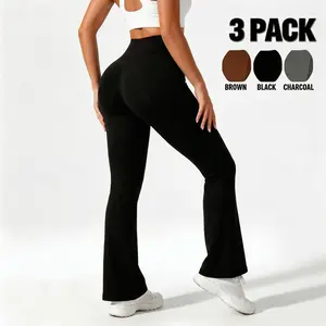 Stylish High-Waisted Flared Pants 2026 - Stretch Casual Pants in Solid Color with Side Pockets and Flared Leg Design for Everyday Wear - Must-Have Activewear for Women's Minimalist Style - Clothes, Womenswear