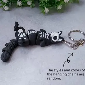 Personalized Skeleton Cat Print 3D Toy Keychain, Suitable for Backpack Car Charm, Amazing Christmas and Halloween Gift