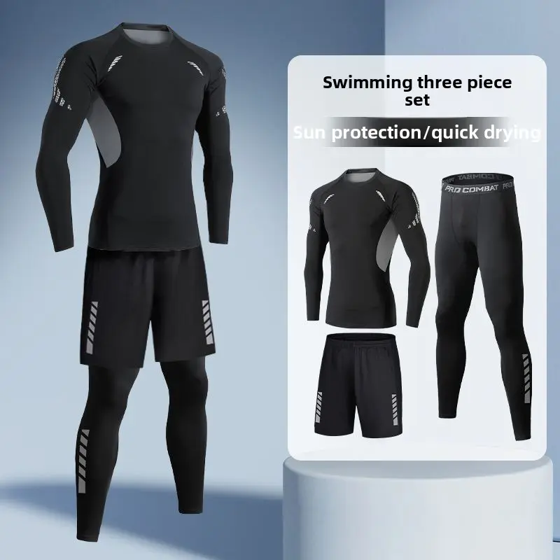 Swimsuit Men's Sunscreen Quick-Drying Surf Suit Adult Swimming Long Sleeve Youth Wetsuit Set Jellyfish Swimsuit Swimsuit