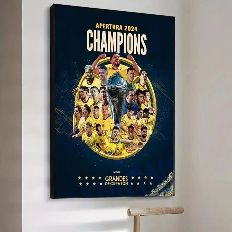 Club America Apertura 2024 Champions Poster Liga MX Soccer Wall Art Print Mexican Football Decor Gift
