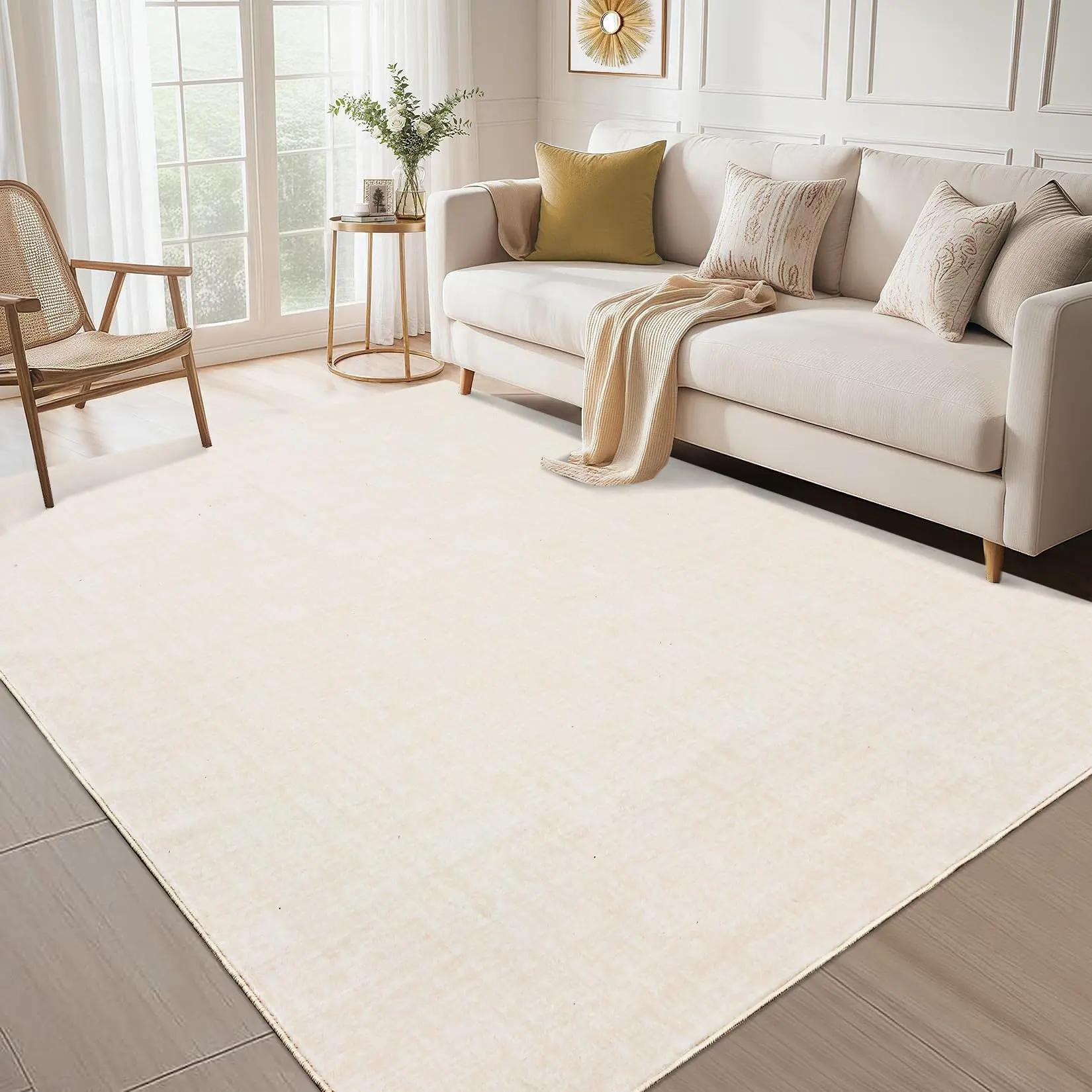 Garvee Modern Solid Area Rug 8x10 - Washable Non-Slip Floor Carpet with Rubber Back, Soft and Minimalist Abstract Design for Living Room, Bedroom, Nursery, Dining Room, and Office
