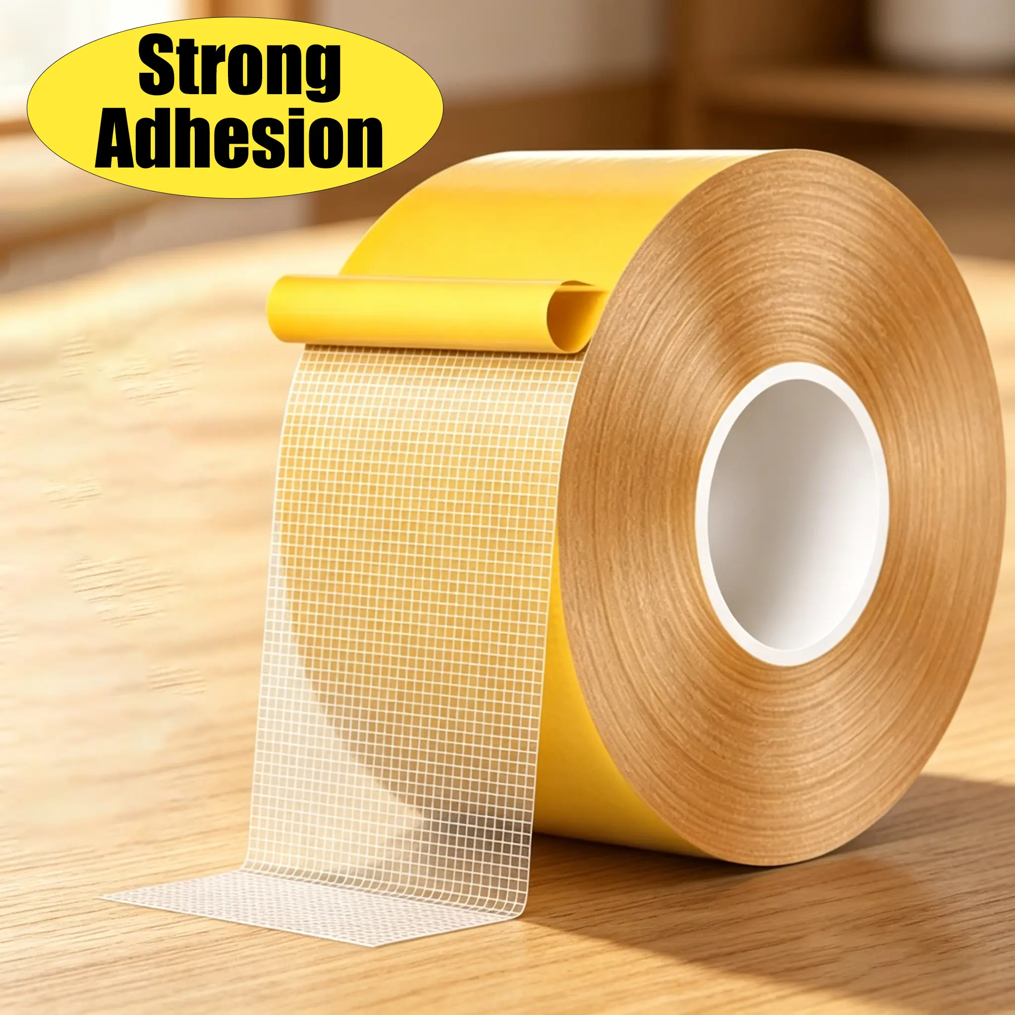 Heavy-Duty Mesh Double Sided Cloth Tape, Strong Adhesive Grid Duct Tape, Waterproof Removable No Residue Tape, Multipurpose for Carpet Fixing, Rugs, Wallpaper, Home & Office Use