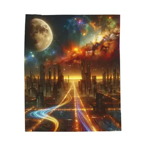Galactic Cityscape at the Edge of Infinity- Plush Blanket