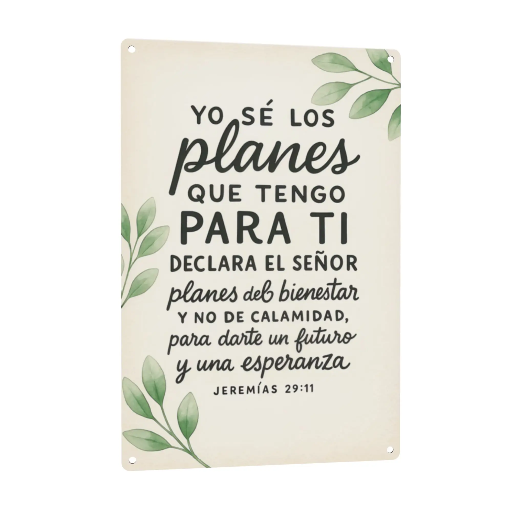 Vintage Aluminium Biblical Verse Speciality Plaque-Sign, Jeremiah 29:11 Decorative Scripture, 12x8in Strong Pre-Drilled Waterproof Home Wall Art, Gift for Spanish-Speaking Believers (Christian Verse Graphic, Jeremiah 29:11 Plaques & Signs), Christian Vers