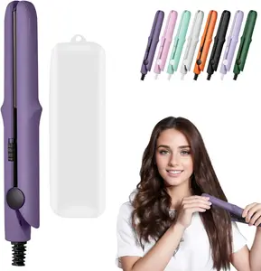 (1 Pack) Long-Lasting, Portable 2-in-1 Curler and Straightener for Women and Girls, Dual-Use Styling Tool for All Hair Types and Lengths - Suitable for Short Hair (Multiple Colors)