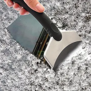 1pc Heavy Duty Metal Automotive Windshield Snow Scraper - Black, Ice Scraper And Window Cleaning Tool For All Vehicles