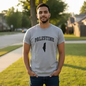Palestine Varsity Print Shirt Gray