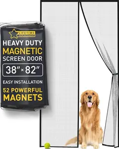 Flux Phenom Magnetic Screen Door - Bugs Out, Breeze in - 9min Install Auto-Sealing Heavy Duty Double Stitched Mesh, 52 Magnets, Hands Free Sliding & Patio Doors Net, Pet & Kid Friendly, 38 x 82 Inch