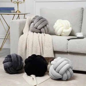 Handmade Knot Ball Pillow, Round Plush Cushion, Home Decorative Cushion for Home Decor, Sofa Bed Living Room Bedroom Decoration, New Year Christmas Gift (23cm)