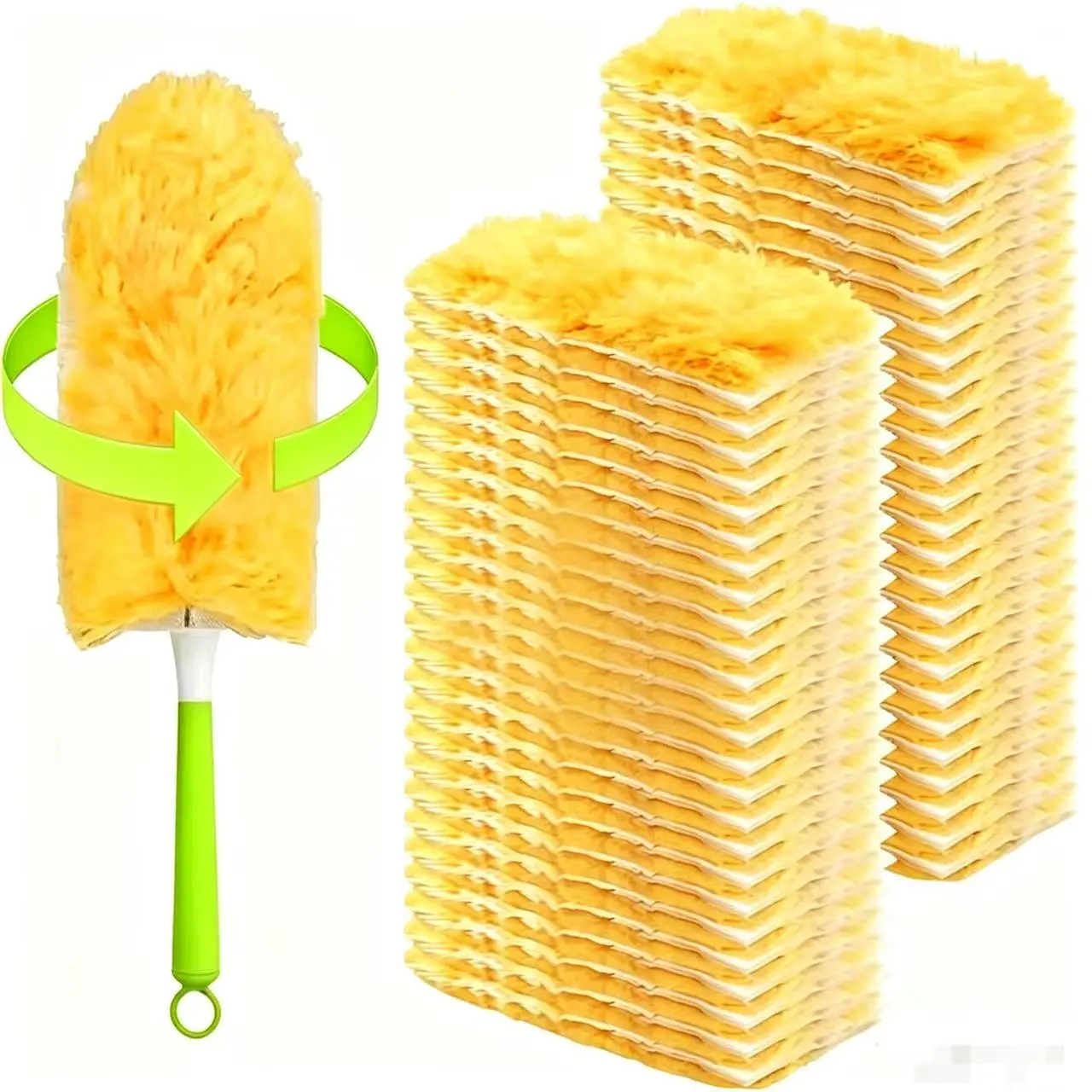 Household  Disposable   hand damp Duster buster Refills Compatible with Swiffer, 360° Multi-Surface Microfiber Dust Heads with Short & Extendable Handles  Home Cleaning Dust Removal Kit electrostatic cloth telescopic pole fleece washable feature, Abs, Adj