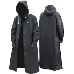 Unisex Black EVA Waterproof Raincoat, Long Hooded Full Body Cover Rain Jacket for Motorcycle, Cycling, Hiking, Fishing, Outdoor Gear
