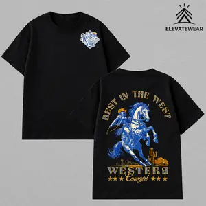 Best In The West Cowgirl T Shirt, Western Rodeo Horse Graphic Tee, Vintage Cowboy Festival Aesthetic Oversized Unisex Cotton Shirt, Stagecoach Festival 2026 Santa Clarita Cowboy Festival Fan Gift