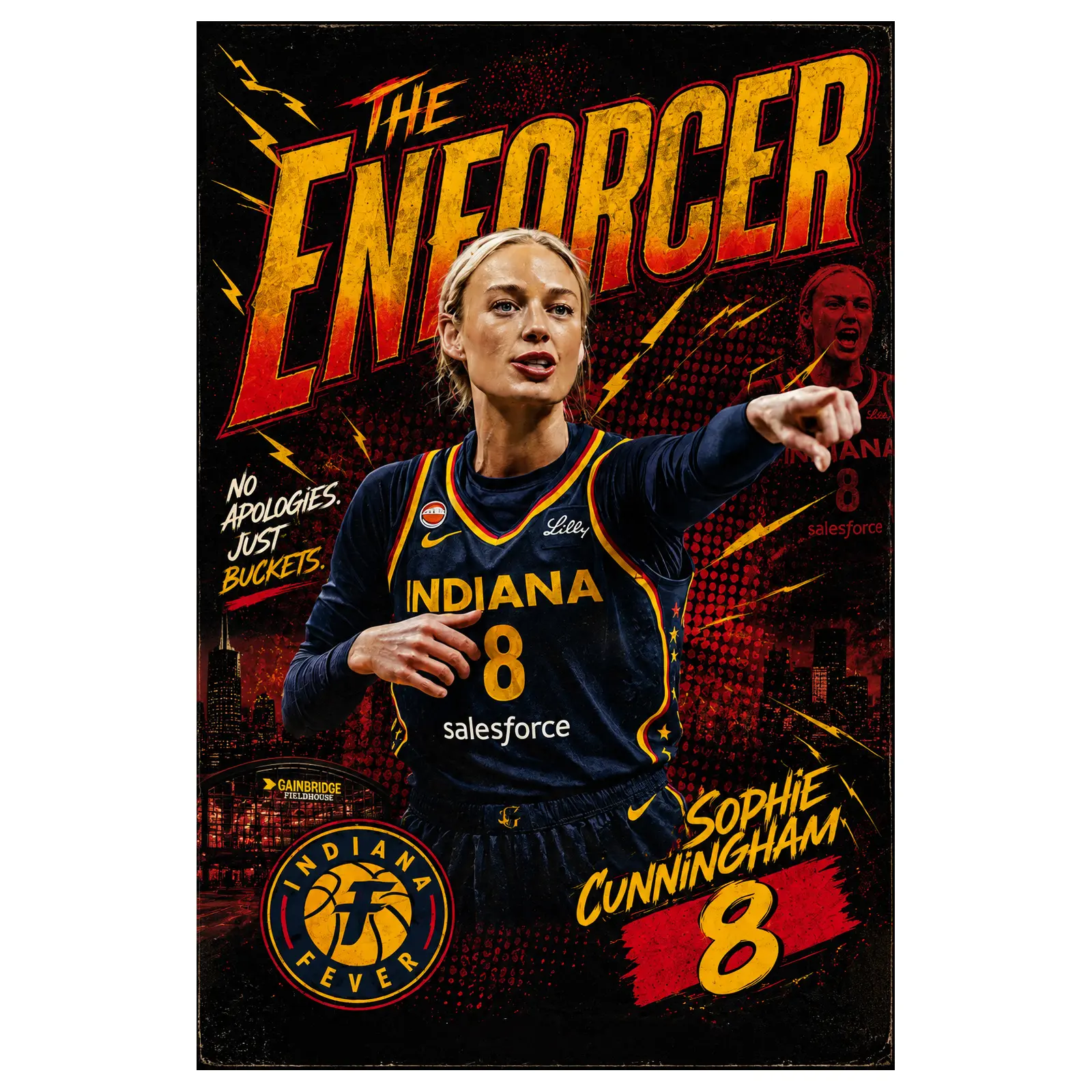 Sophie Cunn1ngham Indiana Fever Pointing Meme Poster Premium Wall Art Poster Unframed HD Print Home Office Decor Unique Trendy Gift