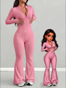 Women's Long Sleeve Flare Leg Jumpsuit Half Zip Stand Neck Form Fitting Bodycon Jumpsuits Trendy Y2K Activewear Slim Fitted Romper for Casual Streetwear Daily Wear Yoga Dancing Outfit #grungefashion #fyp #Jumpsuits #springsaledeals2026 #summeroutfits