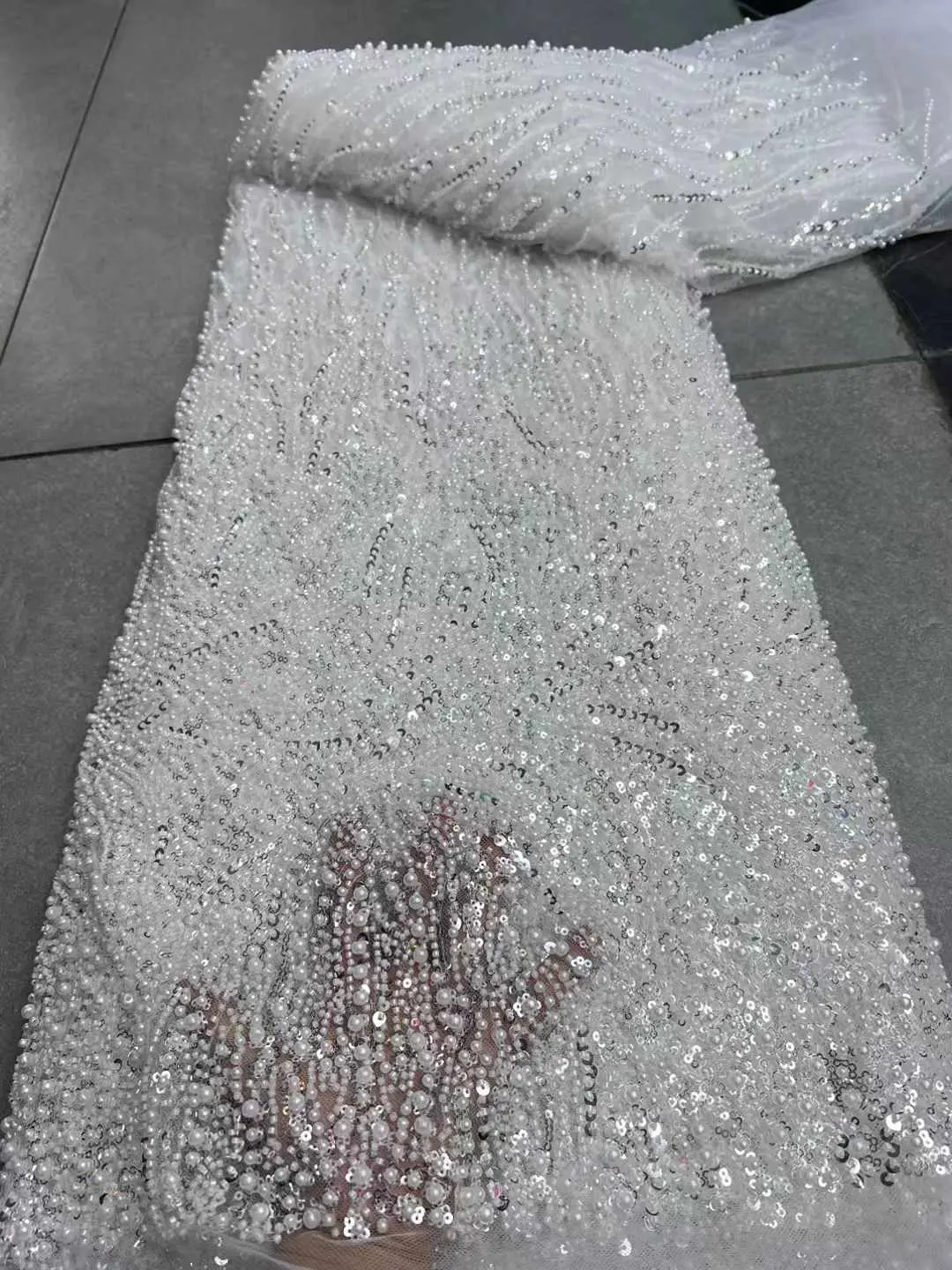 White Beaded Lace Luxury