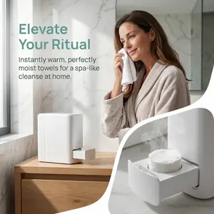 Luxury Home Spa Towel Warmer – Smart Voice Alert, Auto Dispensing, Fast Heating & 55°C Constant Temperature Hot Towel Heater with 20 Compressed Towels