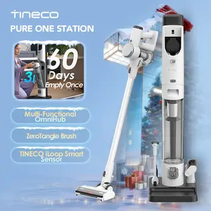 Tineco Pure ONE Station Cordless Vacuum Cleaner with 3L Auto Dust Base, Smart Stick Vacuum Cleaner Powerful Suction & Lightweight, ZeroTangle Brush for Hard Floor, Carpet & Pet Hair, White