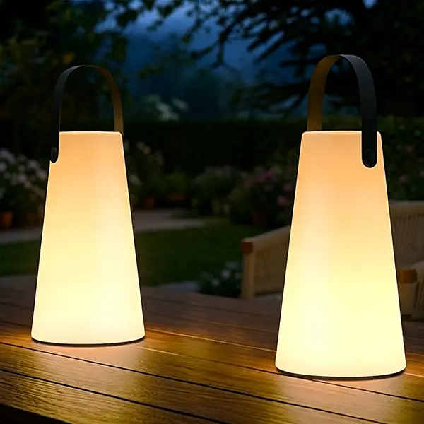 2 Pack Outdoor Lanterns, GGII Rechargeable Cordless Outdoor Table Lamp with IP44 Water-Resistant, Battery Operated Portable Hanging Outdoor Lamp RGB Colors for Patio Balcony Garden Camping Dining(TPU)