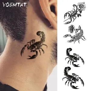Scorpion & Rose Pattern Temporary Tattoo Sticker, 2 Sheets Waterproof Temporary Fake Tattoo Sticker, Body Art Decoration for Women & Men, Sticker Tattoos