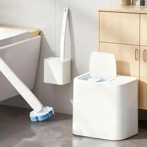 Disposable Toilet Brush: Toilet Bowl Brush and Holder Set with 18 Wand Refills, Upgraded Handle Auto Open Cleaners, Toilet Cleaning System with Storage Caddy for Sink, Bathtub, Floor, Drain