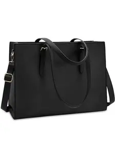 Women's Solid Color Large Capacity Laptop Bag, Fashionable Lightweight Waterproof Computer Tote Bag, Professional Office Work Bag