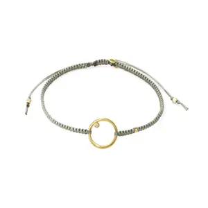 Braided Silk Cord Bracelet With Open Circle