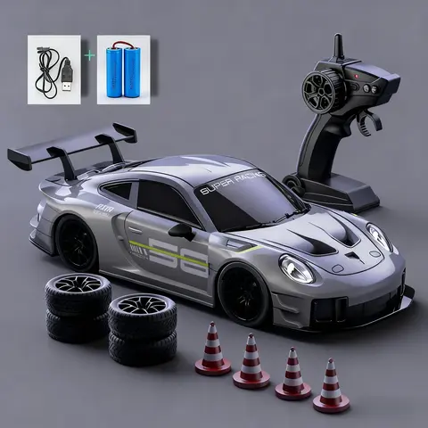 1:24 RC Stunt Car - Rechargeable Race Car, 4-Wheel Drive Drift Model with Drift Tires, High-Speed Remote Control Toy, Stress Relief Kid Stuff for Boys, Birthday Gift
