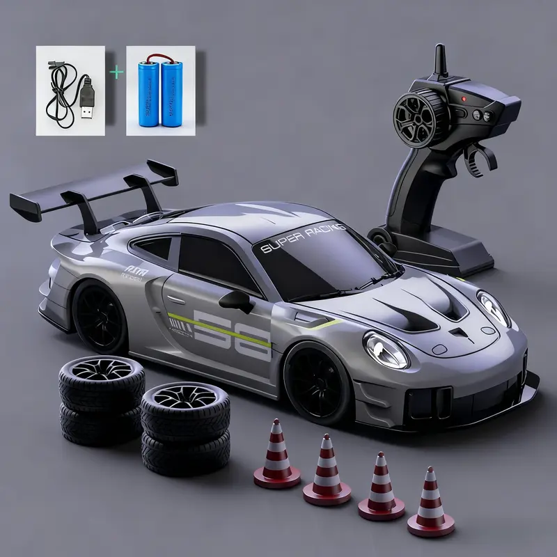 1:24 RC Stunt Car - Rechargeable Race Car, 4-Wheel Drive Drift Model with Drift Tires, High-Speed Remote Control Toy, Stress Relief Kid Stuff for Boys, Birthday Gift