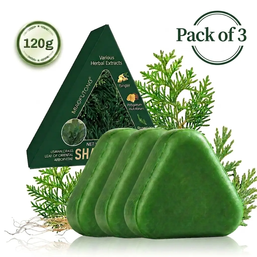 Nature Triangle Shampoo Bar 3pack Usman Grass 120g Each Strengthens Smooths Hair Natural Soap For All Hair Types