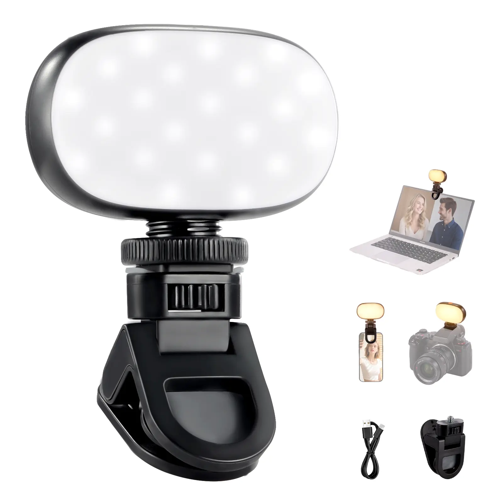 NEEWER N9 Portable Selfie Light, 3W Clip on Phone Small LED Cold Shoe Camera Lighting, 600mAh CRI95 3-Color Modes Dimmable for iPhone iPad Laptop Webcam Zoom Video Conference Recording Vlog