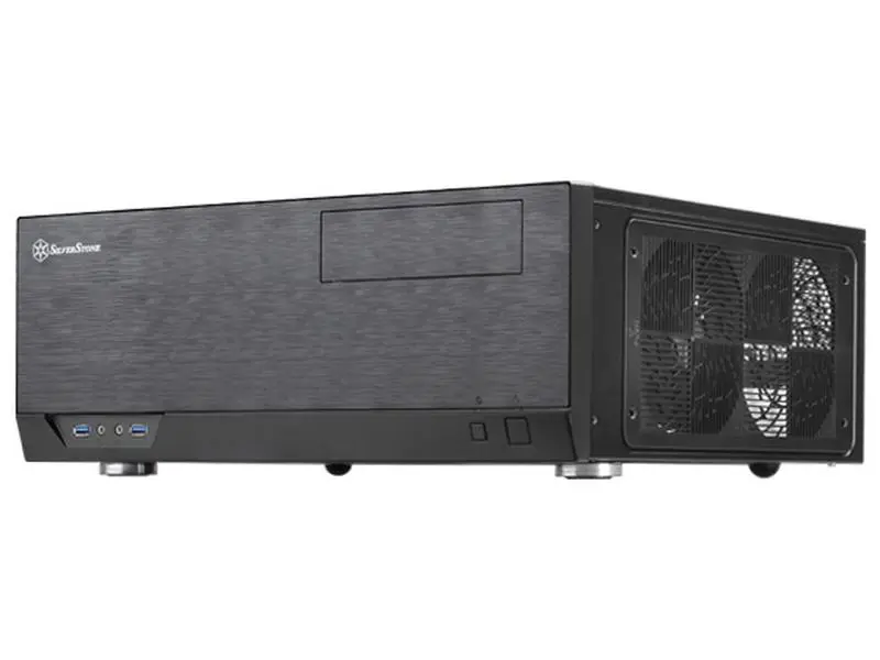 SilverStone Grandia Series Aluminum HTPC PC Case, Compatible with ATX-SSI-CEB Motherboards, Includes 2.5 in. Drive Cages with Mounts, 1 Audio Port, Expansion Card Vent