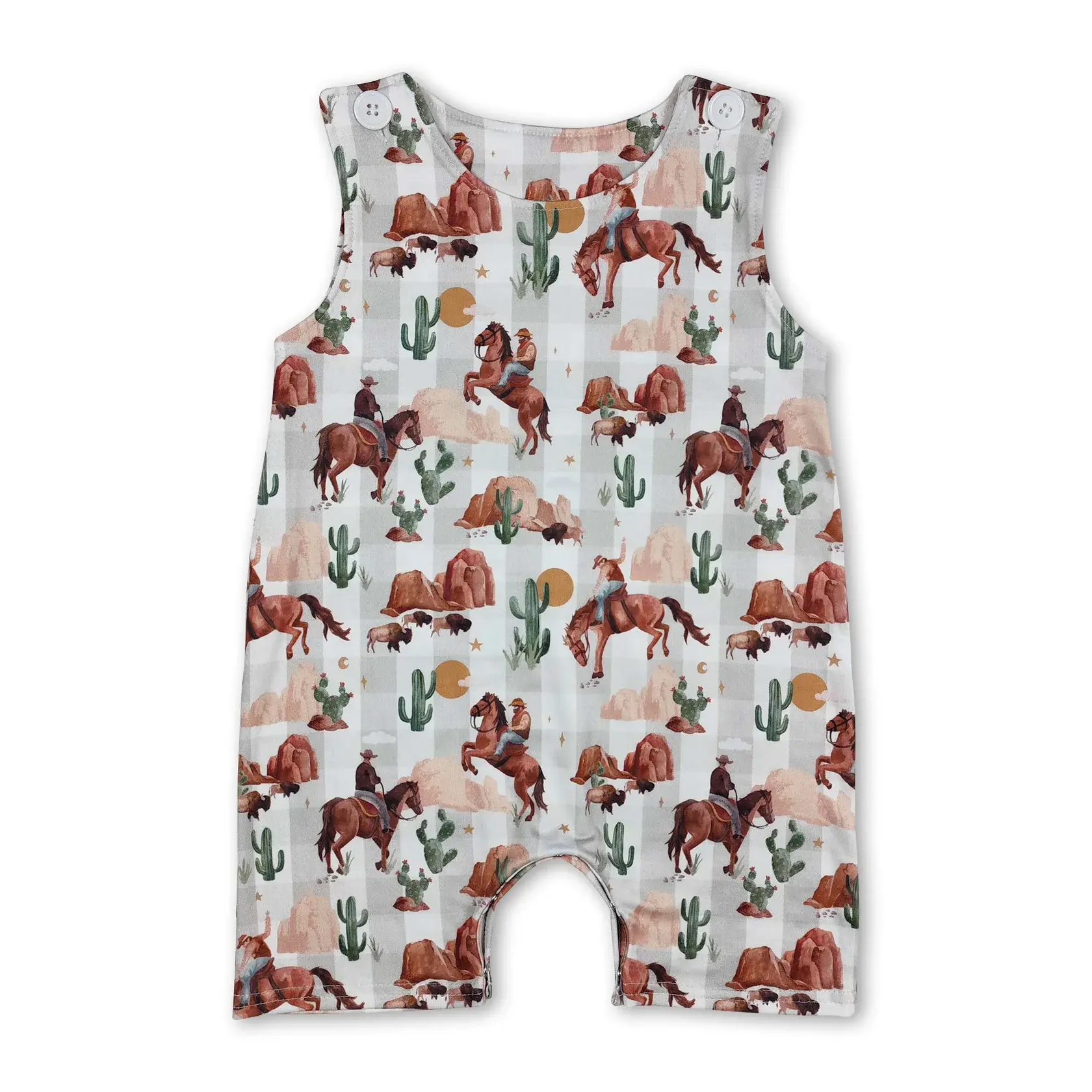 Baby Boy's Romper, Western Horse Print Sleeveless Onesie Bodysuit, Cute and Comfortable Infant Summer Outfit, Infant Bodysuit