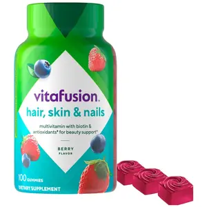 Vitafusion Gorgeous Hair, Skin Nails Multivitamin Gummy Vitamins, plus Biotin and Antioxidant vitamins CE, Raspberry Flavor, 100ct (33 day supply), from America’s Number One Gummy Vitamin Brand