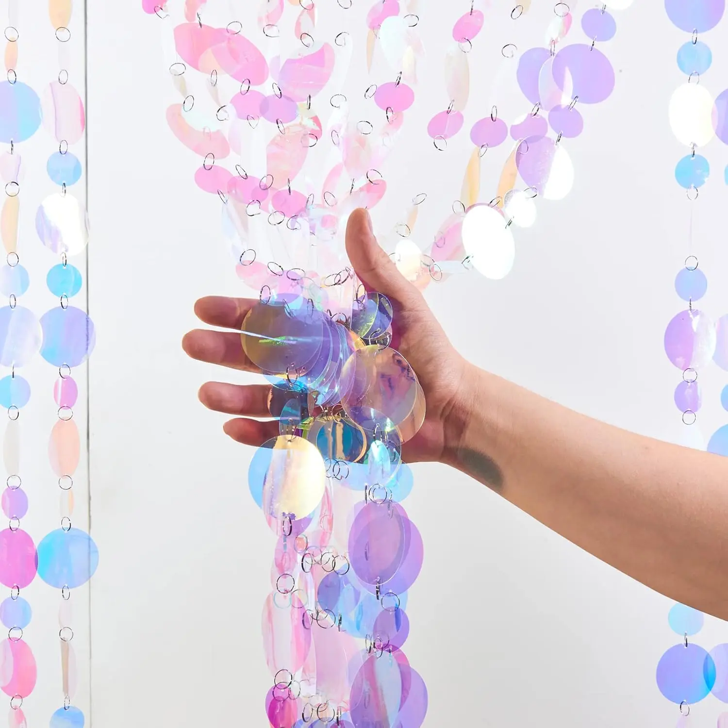 20Pcs Sequin Beaded Curtain Doorway Beads Curtain Pink Room Decorations Easy Installation Used for Bedroom Closet Door Stage Festivals Wedding Christmas Supplies