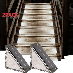 2PCS Solar Step Lights for Outside16 LEDs Solar Stair Lights Outdoor, Solar Deck Lights IP65 Waterproof Deck Light for Yard, Porch, Front Door, Patio, Garden